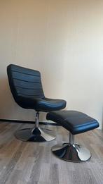 Fauteuil (echt leer) incl voeten bankje, Huis en Inrichting, Ophalen, Gebruikt, Minder dan 75 cm, 50 tot 75 cm