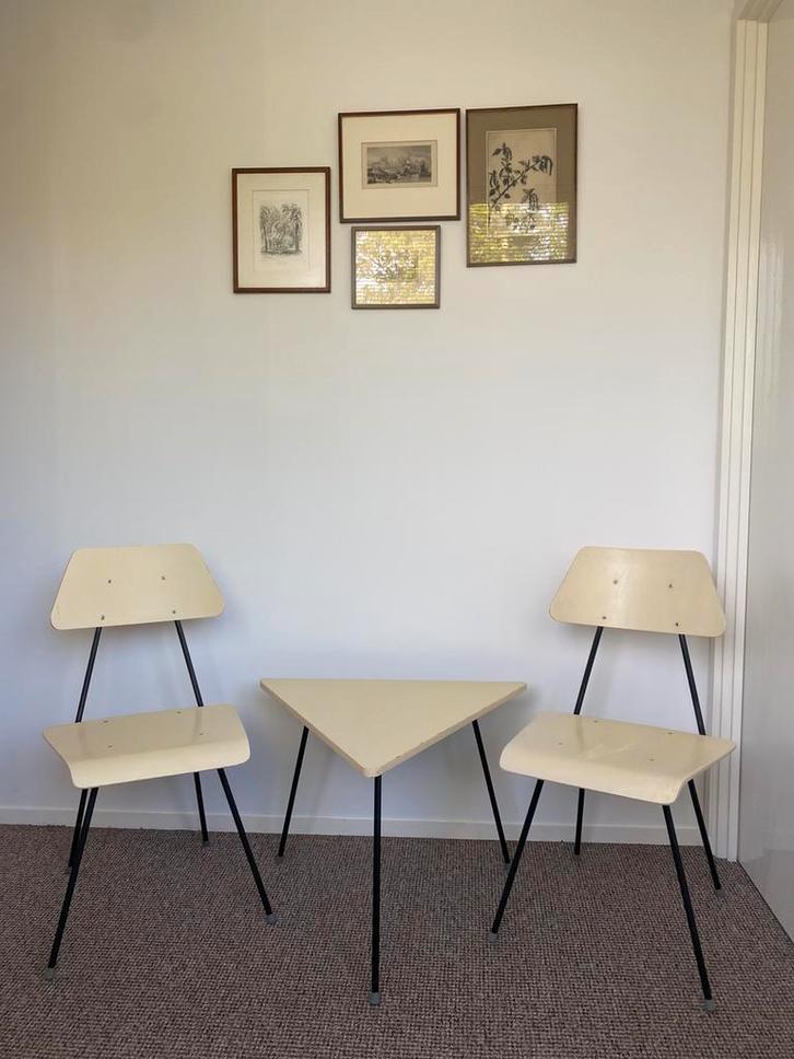 Vintage Rob Parry Dico kamer set, Huis en Inrichting, Stoelen, Gebruikt, Twee, Hout, Metaal, Zwart, Ophalen of Verzenden