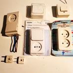 Retro dubbel stopcontact zonder aarding, met schakelaar en n, Doe-het-zelf en Verbouw, Elektra en Kabels, Ophalen of Verzenden