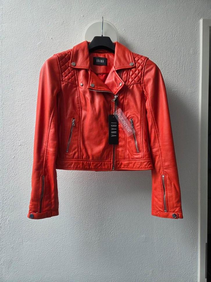 Ibana bikerjacket maat 36 NIEUW, Kleding | Dames, Jassen | Winter, Nieuw, Maat 36 (S), Rood, Ophalen of Verzenden