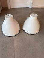 2 Industriële witte hanglampen, Huis en Inrichting, Ophalen, Gebruikt, 25 tot 50 cm, Wit