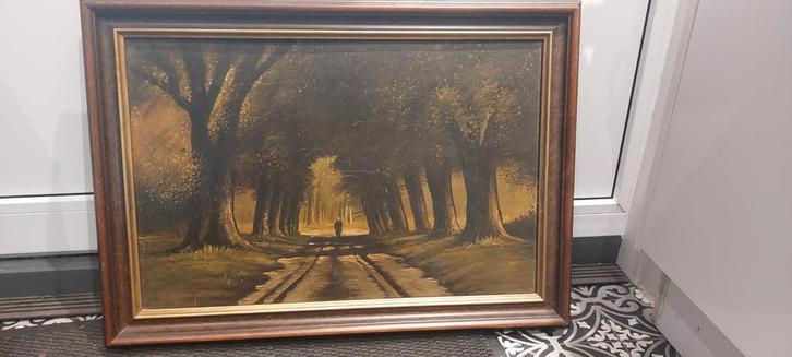 Oud schilderij - Laan met bomen, Antiek en Kunst, Kunst | Schilderijen | Klassiek, Ophalen