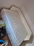 Wit bed met opbergruimte, Ophalen, Wit, Tweepersoons, 140 cm