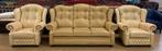 Prachtig Chesterfield Bankstel 3+1+1 Zits Ivoorwit Creme., Huis en Inrichting, Banken | Bankstellen, Gebruikt, 150 tot 200 cm