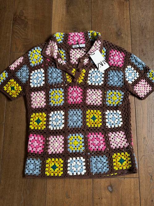 Granny square top van Zara in maat M, Kleding | Dames, Truien en Vesten, Nieuw, Maat 38/40 (M), Bruin, Ophalen of Verzenden