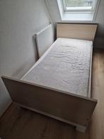 Eenpersoonsbed met matras en lattenbodem, 90 cm, Eenpersoons, Beige, Ophalen of Verzenden