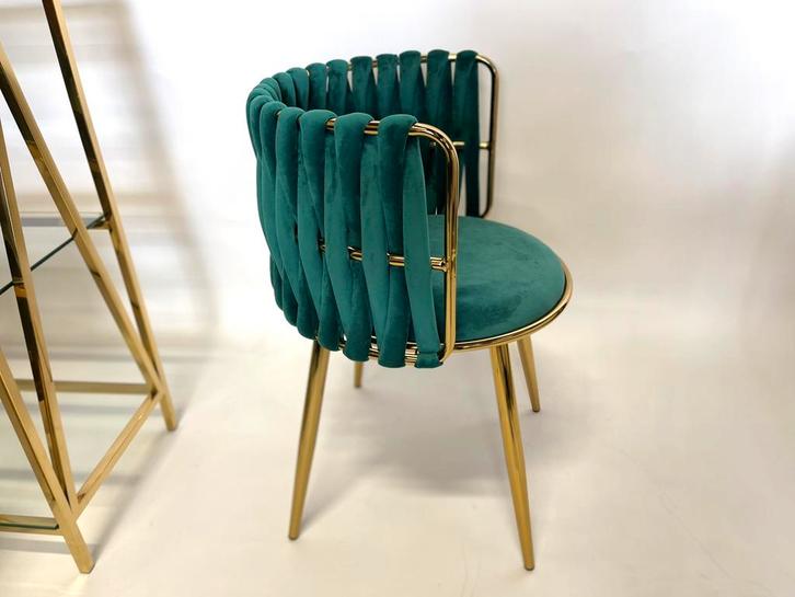 Emerald groene eetkamerstoelen nieuw! Eetstoelen goud., Huis en Inrichting, Stoelen, Nieuw, Overige kleuren, Ophalen