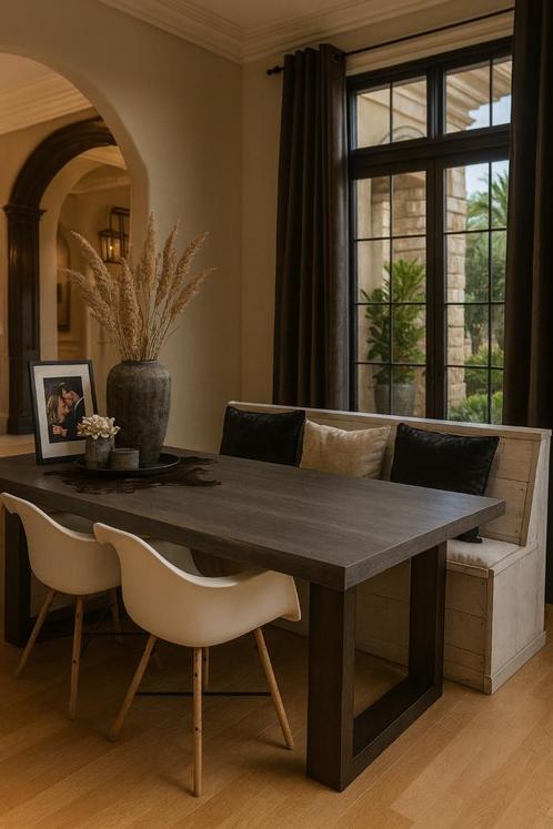 Tafel Massief Mango Hout 220x100 Massief 5cm Boomstam Nieuw, Huis en Inrichting, Tafels | Eettafels, Nieuw, 100 tot 150 cm, 200 cm of meer