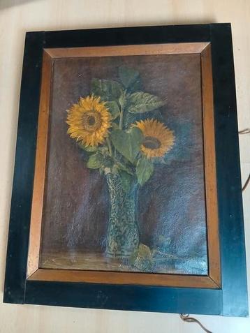3 schilderijen stilleven zonnebloemen-fruit-bloemboeket etc beschikbaar voor biedingen