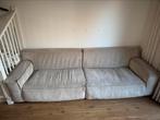 Bank Goossens (JIM) beige ribstof 2x 1,5 zits, Huis en Inrichting, Ophalen, 250 tot 300 cm, Gebruikt, 100 tot 125 cm