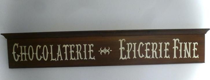 Handgeschilderd bord / Chocolaterie Epicerie / Frankrijk, Verzamelen, Merken en Reclamevoorwerpen, Zo goed als nieuw, Reclamebord