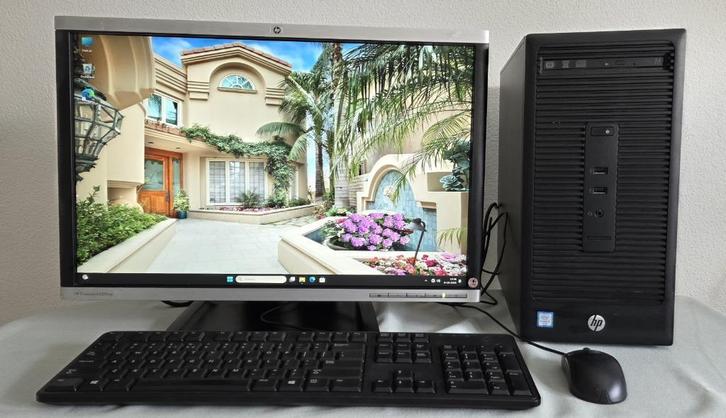 Top Merk HP Zeer Vlotte PC 8 Gb Ram W11 Lcd 22" Incl All, Computers en Software, Desktop Pc's, Refurbished, 4 Ghz of meer, SSD