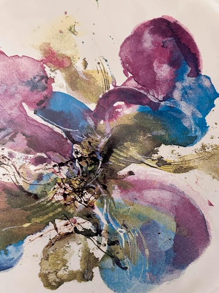 ZAO WOU KI,  Schilderij op porselein,"De Orchidee". ZELDZAAM, Antiek en Kunst, Kunst | Litho's en Zeefdrukken, Ophalen of Verzenden
