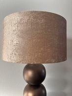 2 Beige Crème Lampenkappen - Nieuwstaat velours krokodil, 25 tot 50 cm, Beige, Rond, Ophalen of Verzenden