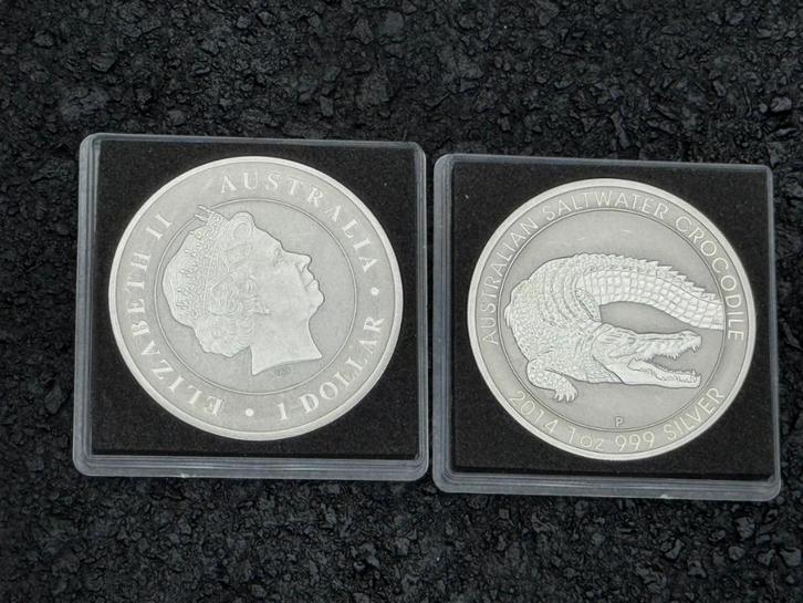 Saltwater Crocodile 2014 - 1 oz 99.9% Zilver, Postzegels en Munten, Edelmetalen en Baren, Zilver, Ophalen