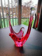 Italia Murano Art Schaal Transparant Cerise Vintage 1960, Antiek en Kunst, Antiek | Glas en Kristal, Ophalen of Verzenden