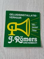 sticker Geluidsinstallatie verhuur J. Römers te Grevenbicht, Ophalen of Verzenden, Zo goed als nieuw, Bedrijf of Vereniging