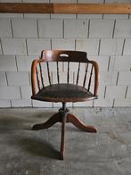 Vintage bureaustoel met lederen zitting, Ophalen, Bruin, Vintage, Eén