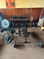 Fitness setje 100+ kg curl stang bench, Sport en Fitness, Fitnessmaterialen, Ophalen of Verzenden