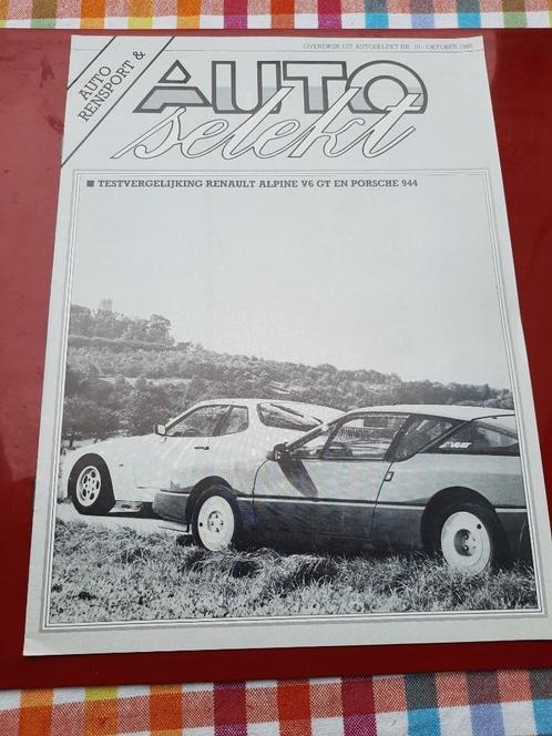 Renault Alpine V6 GT vs Porsche 944: Autoselekt Overdruk '85, Boeken, Auto's | Folders en Tijdschriften, Zo goed als nieuw, Renault
