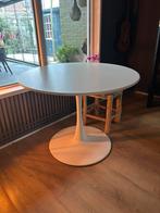 Ronde witte eettafel met metalen voet, Huis en Inrichting, Tafels | Eettafels, Ophalen, Strak, Overige materialen, Rond