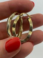 X376 Prachtige zilveren oorbellen griekse meander goudkleur, Sieraden, Tassen en Uiterlijk, Ophalen of Verzenden, X, Goud, Zilver