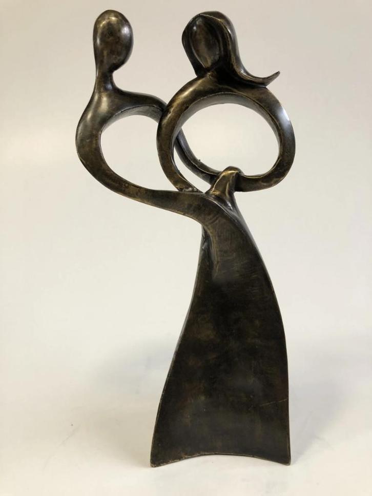 Bronzen Beeld - Liefdeskoppel Echt brons, Antiek en Kunst, Kunst | Beelden en Houtsnijwerken, Ophalen of Verzenden