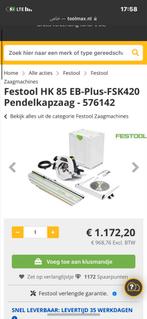 Festool HK 85 EB plus, Cirkelzaag, Ophalen of Verzenden, Zo goed als nieuw, 30 tot 70 mm