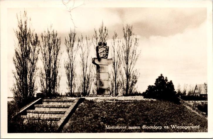 Monument tussen Slootdorp en Wieringerwerf jaren 50, Verzamelen, Ansichtkaarten | Nederland, Gelopen, Noord-Holland, 1940 tot 1960