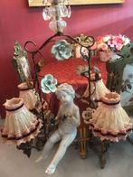 Antiek brocante kroonluchter barok koper Jordaanse hanglamp, Ophalen, Gebruikt, Overige materialen