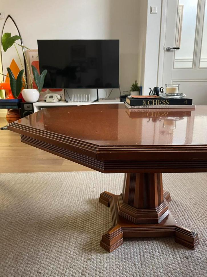 Art Deco Salontafel met prachtige voet, Huis en Inrichting, Tafels | Salontafels, Gebruikt, Minder dan 50 cm, 100 tot 150 cm, Overige vormen