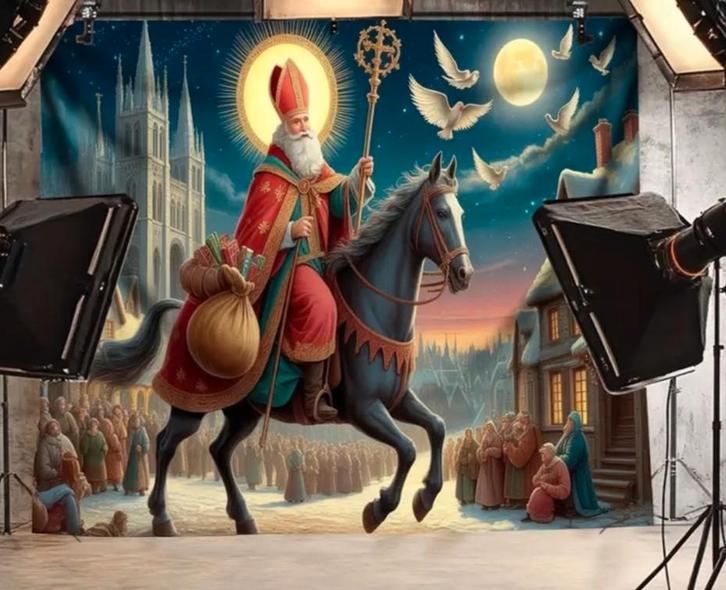 Prachtig sinterklaas studio achtergrond decordoek, Diversen, Sinterklaas, Ophalen of Verzenden