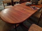 Glostrup Deense teak eettafel met inlegblad, Huis en Inrichting, Tafels | Eettafels, Ophalen of Verzenden, Gebruikt, Rond, 50 tot 100 cm