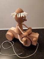 Vintage houten motorrijder rijder, Kinderen en Baby's, Speelgoed | Houten speelgoed, Gebruikt, Ophalen of Verzenden