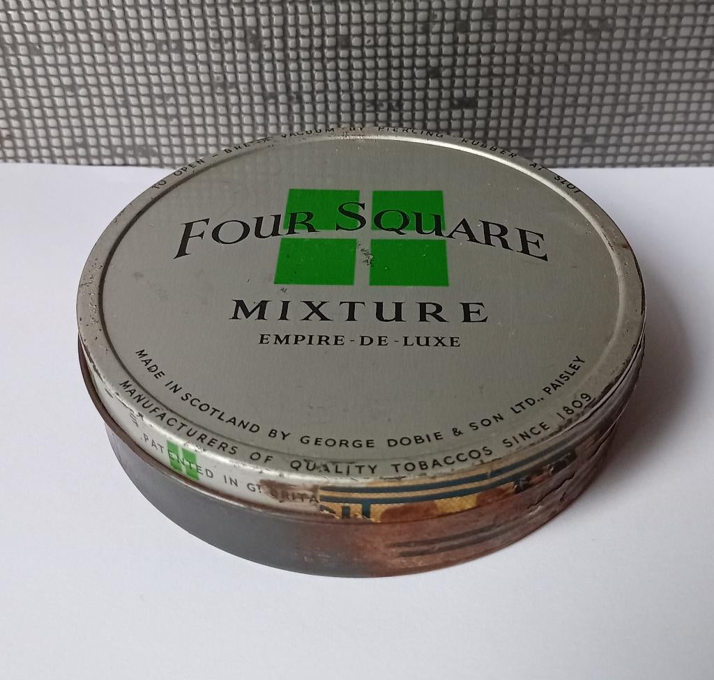 vintage four square tobacco mixture blik, Verzamelen, Blikken, Ophalen of Verzenden, Gebruikt, Overige