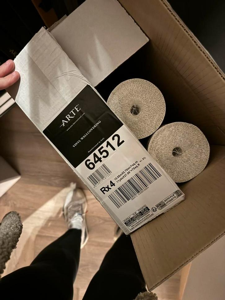 3 rollen Arte spiral Bone 64512 | VASTE PRIJS |, Huis en Inrichting, Stoffering | Behang, Wit, Beige, Grijs, Groen, 25 tot 50 m²