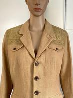 J323 Ralph Lauren maat 42=L jasje linnen+leer blazer colbert, Beige, Maat 42/44 (L), Ophalen of Verzenden, Zo goed als nieuw