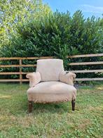 Antieke brocante fauteuil in de onderstof brocante stoel., Ophalen, Gebruikt
