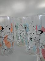 Vijf Vintage jaren 50/60 Limonadeglazen Swirl Atomic design, Glas of Glazen, Gebruikt, Verzenden, Glas