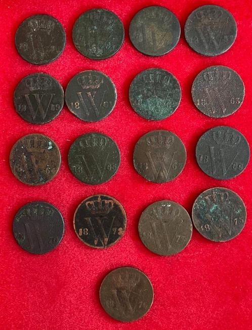 Grote verzameling halve centen, centen en 2,5 cent Willem 3, Postzegels en Munten, Munten | Nederland, Setje, 1 cent, Koning Willem III