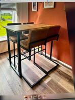 Mooie barset mango houten tafelblad, Huis en Inrichting, Barkrukken, 4 krukken, Ophalen of Verzenden, Zo goed als nieuw