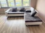 Grote lekker zittende kunstleren hoekbank wit met grijs, Ophalen, Zo goed als nieuw