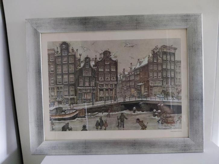 Anton Pieck Amsterdam Winterprint, Antiek en Kunst, Kunst | Tekeningen en Foto's, Ophalen of Verzenden