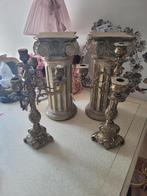 Zeer oude massief bronzen kandelaar foto 1 t/m 5