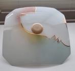 Vintage glazen plafondlamp jaren 60/70 - 37x37 cm, Huis en Inrichting, Lampen | Lampenkappen, Gebruikt, Ophalen of Verzenden, Minder dan 25 cm