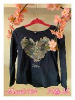 Longsleeve donkerblauw glitter hart 104, Gebruikt, Meisje, H&M, Ophalen of Verzenden