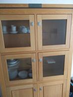 Vitrine kast blank eiken met glazen deurtjes en verlichting, Huis en Inrichting, Kasten | Vitrinekasten, Ophalen, Met deur(en)