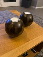 Te kp theelicht houders rond hout 2 stuks, Bruin, Ophalen of Verzenden, Zo goed als nieuw, Minder dan 25 cm