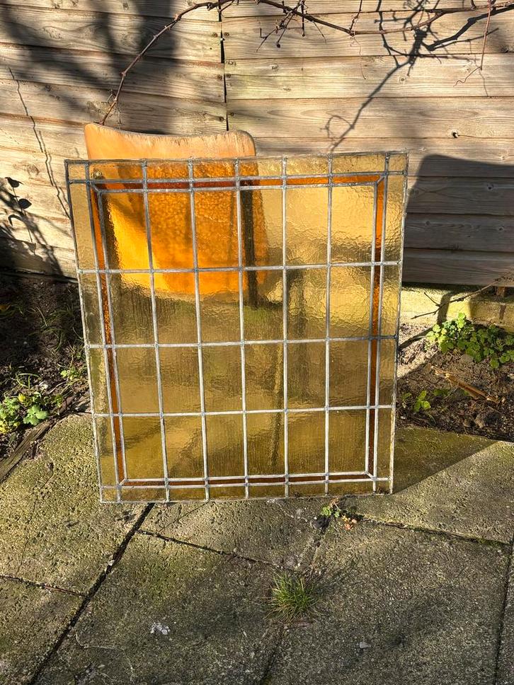 Origineel Glas in lood uit 1915 - 3 panelen, Doe-het-zelf en Verbouw, Glas en Ramen, Gebruikt, Gevelraam of Ruit, 80 tot 120 cm