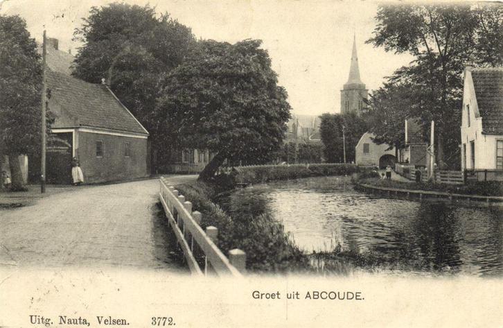 Groet uit Abcoude. - dorpsgezicht - 190? gelopen, Verzamelen, Ansichtkaarten | Nederland, Ongelopen, Friesland, Voor 1920, Verzenden
